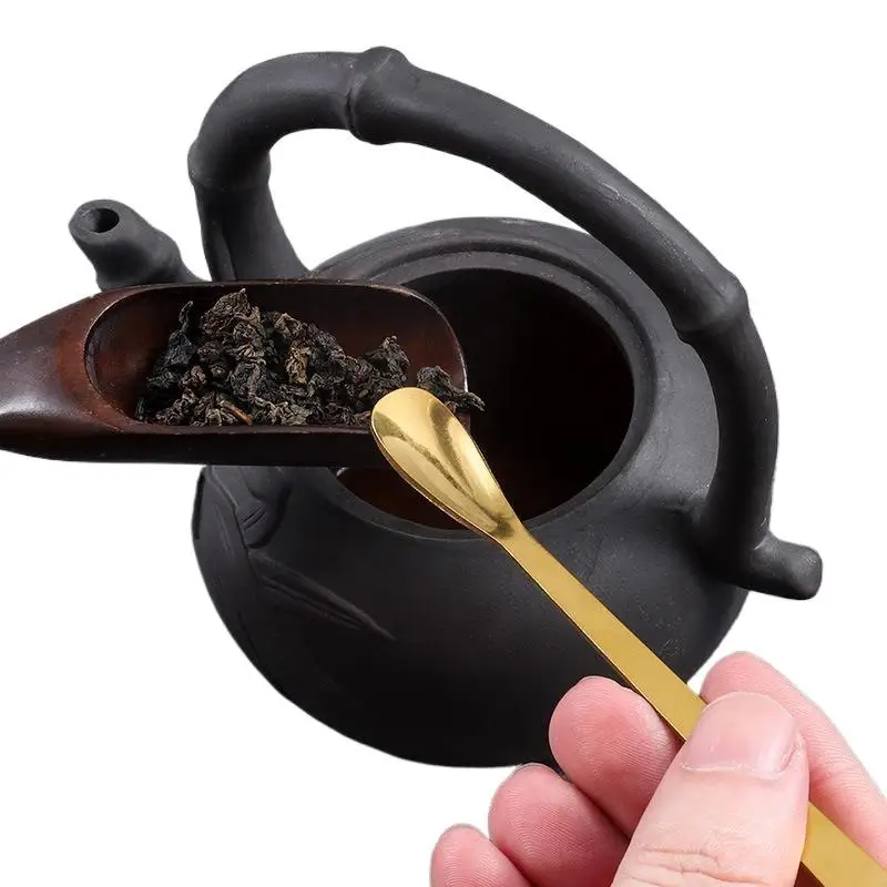 Stainless Steel Tea Needle Stick Gold Silver Matcha Spoon Tea Scoop Tea Ceremony Teaware Kitchen Tool Cleaning Pot Measuring Tea