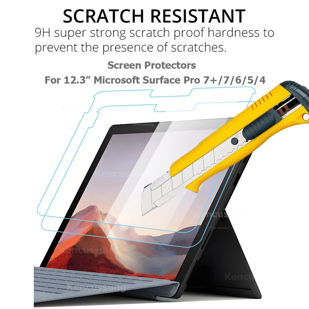 2 pellicole protettive per Microsoft Surface Pro 7 6 5 4 in vetro temperato trasparente per Surface Pro 7+ HD 9H 2.5D pellicola antigraffio - immagine 6