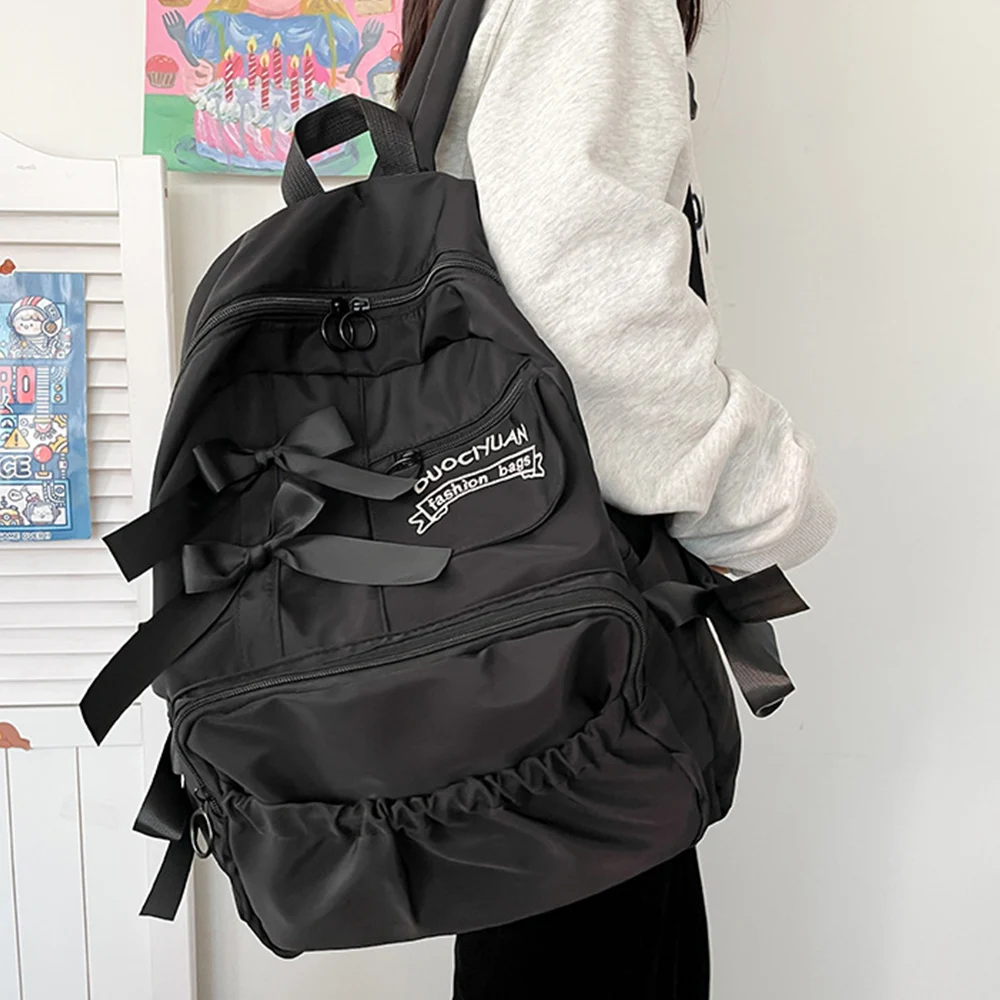 Waterproof Large-capacity Fashion Women Backpack White School Bags For Teenage Girls Canvas Casual Daypack Bag Travel Backbag 3