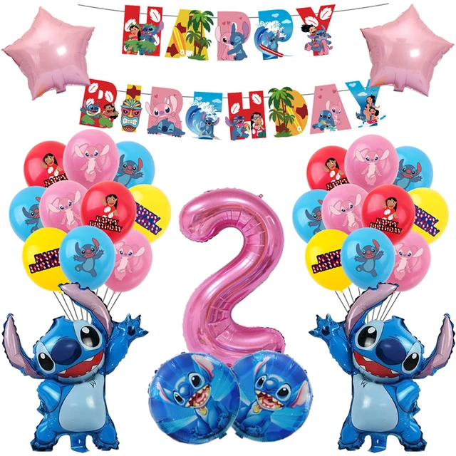 1 set Disney Lilo & Stitch Party supplies Stitch Birthday party decoration  balloon slogan Children's party decoration set - AliExpress