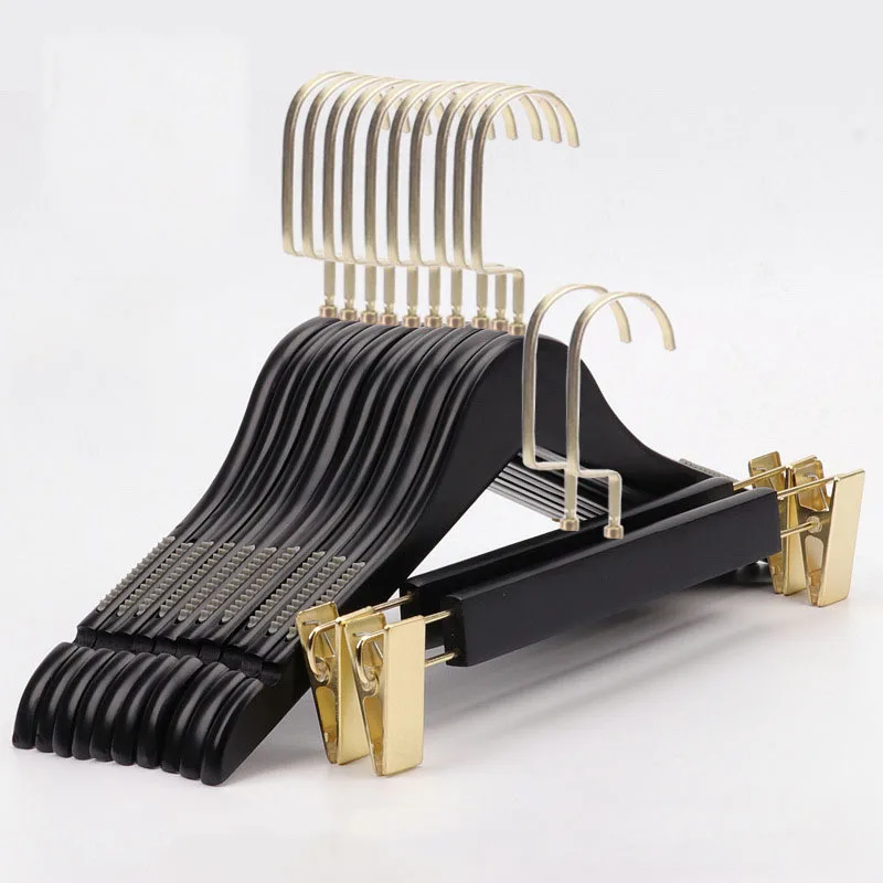 

High Quality 10pcs Non-slip Wooden Hangers Closet Organizer Pants Hangers Coat Suit Wardrobe Clothes Storage Drying Rack