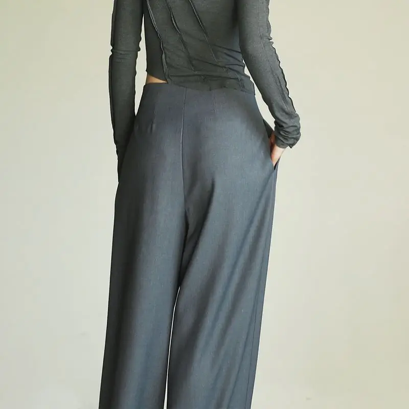 Deeptown Vintage Harajuku Youthful Woman's Suit Pants Coquette Streetwear Casual Luxury Wide Slacks Spring Office Lady Trousers