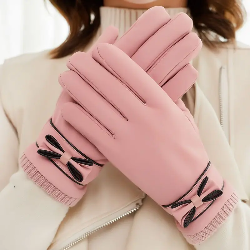 

Women's winter touch screen plush insulation for cycling, thickened gloves