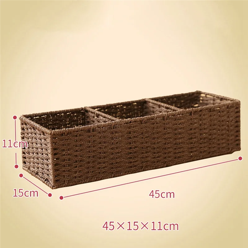 Woven Storage Box Desktop Miscellaneous Box Toilet Paper Box Storage Bathroom Organizer Bathroom Sink Storage Countertop Durable 5