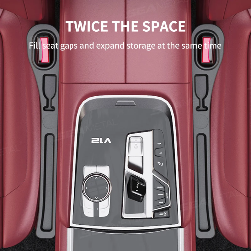 Enhanced Car Seat Gap Filler - 2-Piece Elastic Gap Filling Strip and Drop Blocker