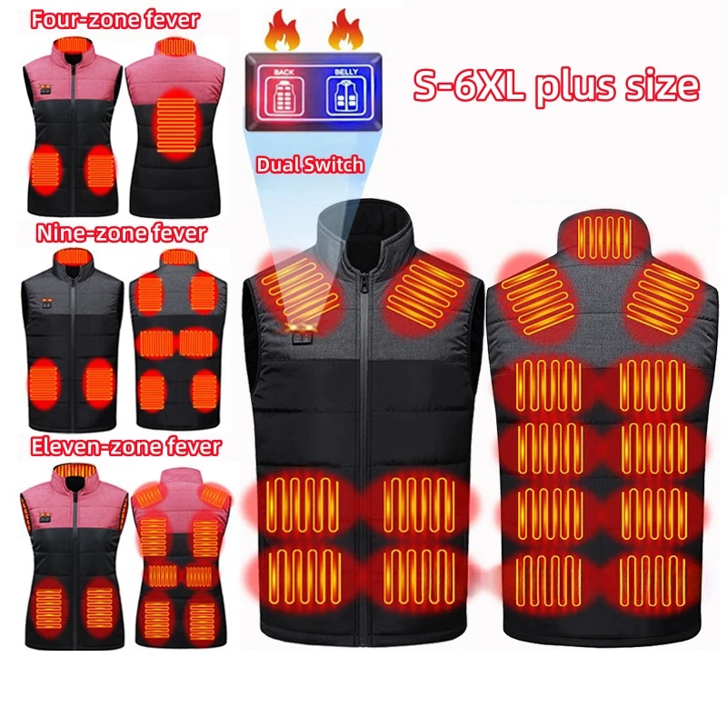 

4-17 Areas Heated Vest Men Women Electric Usb Heater Tactical Jacket Winter Thermal Body Warmer Coat Heated Jacket Sleeveless