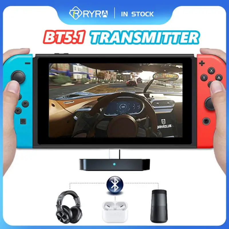 Bluetooth 5.1 Wireless Audio Transmitter Adapter Type-C for Nintendo Switch NS OLED Switch Lite PS4 PC Computer Laptop TV RYRA