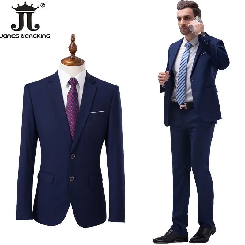 ( Jackets + Pants ) Premium Brand High Quality Pure Color Groom's Man Fashion Wedding Dress Suit Men's Formal Business Suit 4