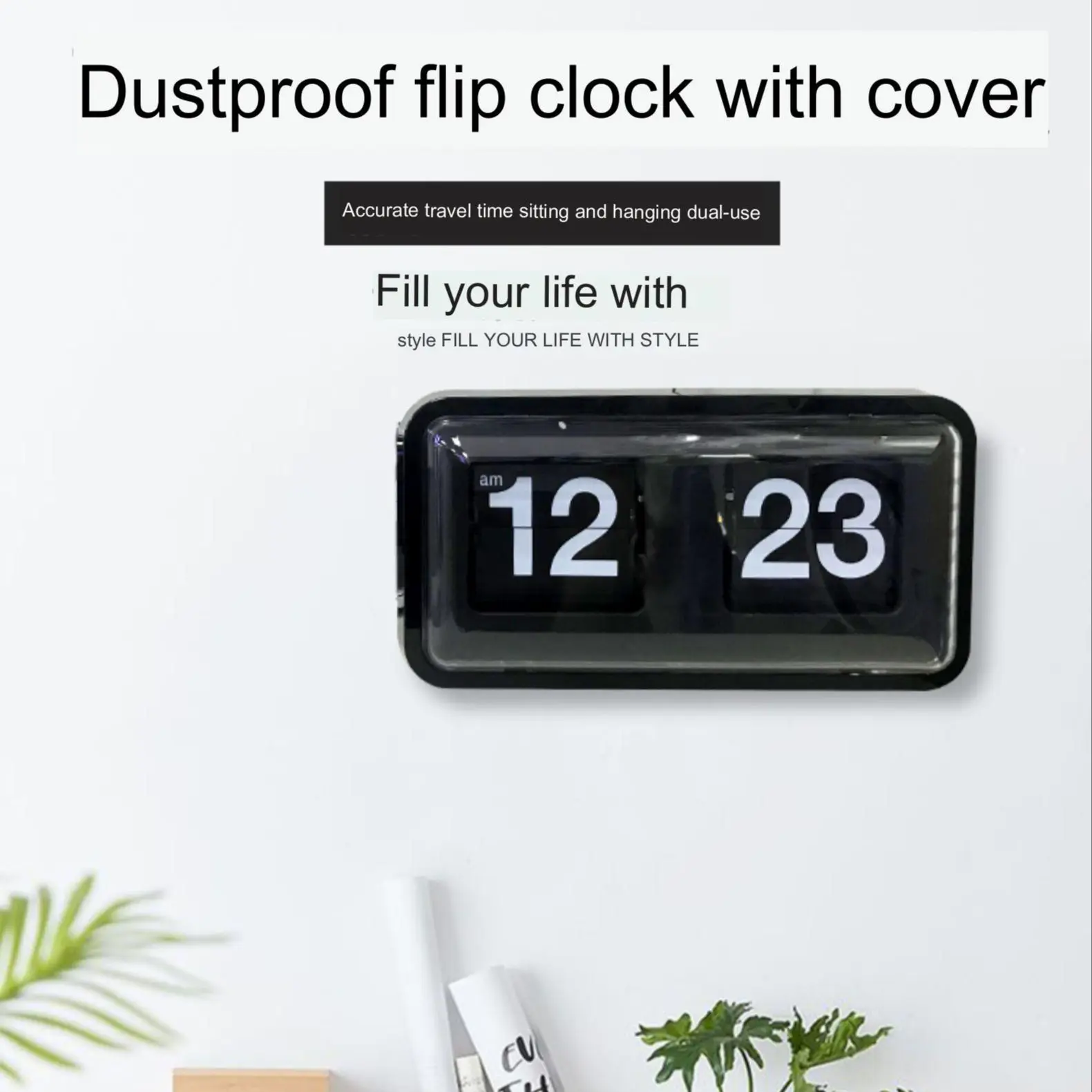 Flip Digital Clock Table Bedroom Living Room Turning  Page Modern Desk Creative Decoration Nordic Mute Dust-proof