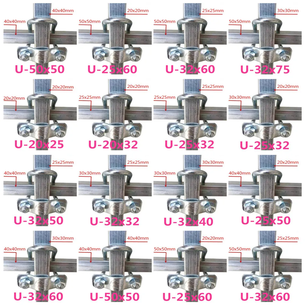 M8 Square Tube Fastener Welding Free Fixed Card Galvanized Clevis Steel Pipe Connection Clip Put Helf tube fastener clip
