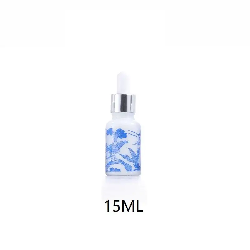 Elegant Porcelain-Inspired Dropper Bottles in Blue and White Design