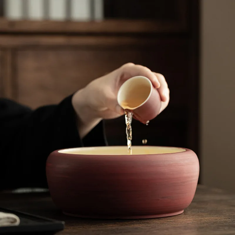 1100ML Wabi Sabi Style Powder Yin Jianshui Writing-brush Washer Tea Garbage Can Tea Dust Cylinder Barrel Chaxi Teaset Decoration