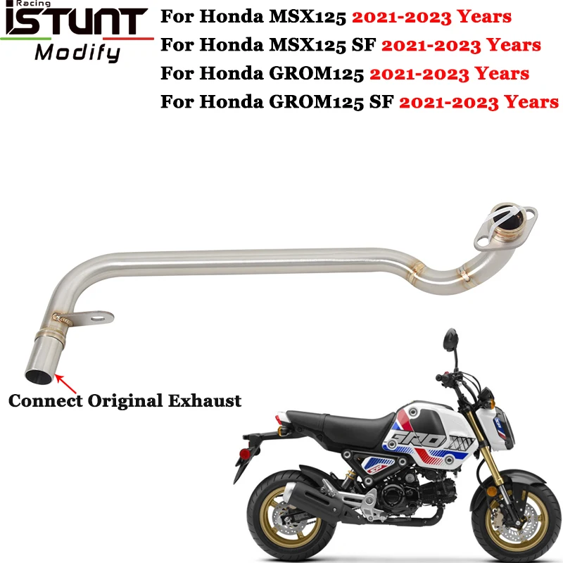 

Motorcycle Exhaust Escape Systems Slip On For Honda GROM125 MSX125 SF GROM 125 2021 2022 2023 Modified Stainless Front Link Pipe