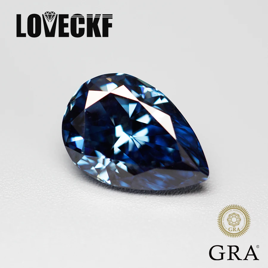 Top Royal Blue / Emerald Green Pear Cut Moissanite Stone Lab Diamond Vvs1 Moissanita Pietre Preziose Sciolte Con Certificato Gra