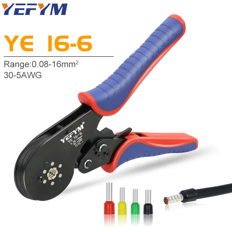 Ferrule-Anschluss verbinder Sechseck-Crimp zange Ye 16-6 0,08-16mm 2/30-5awg große Größe Ratschen Elektro werkzeuge yefym