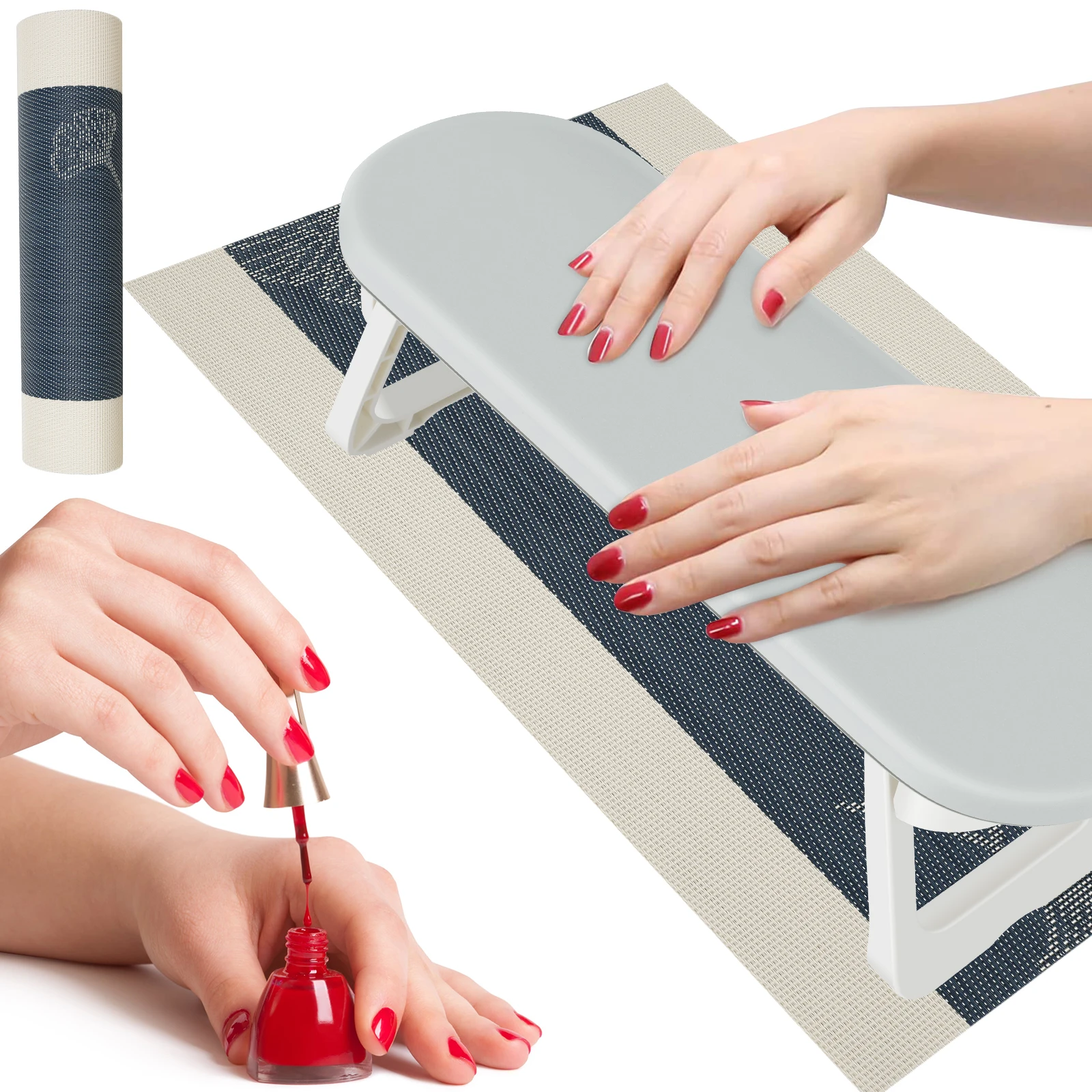 Manicure Armrest Foldable Nail Arm Rest Cushion Non-Slip Nail Armrest Stand Portable Manicure Hand Rest Pillow for Nails