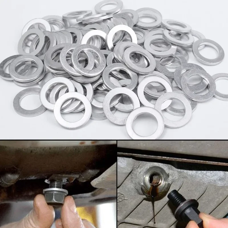 M14 Car Sealing Gasket Aluminum Screw Washer Auto Engine Bottom Oil Drain Screw Sealing Gasket Accessories for Honda 94109-14000 oil drain plug gasket oil drain plug seal washer sealing washers