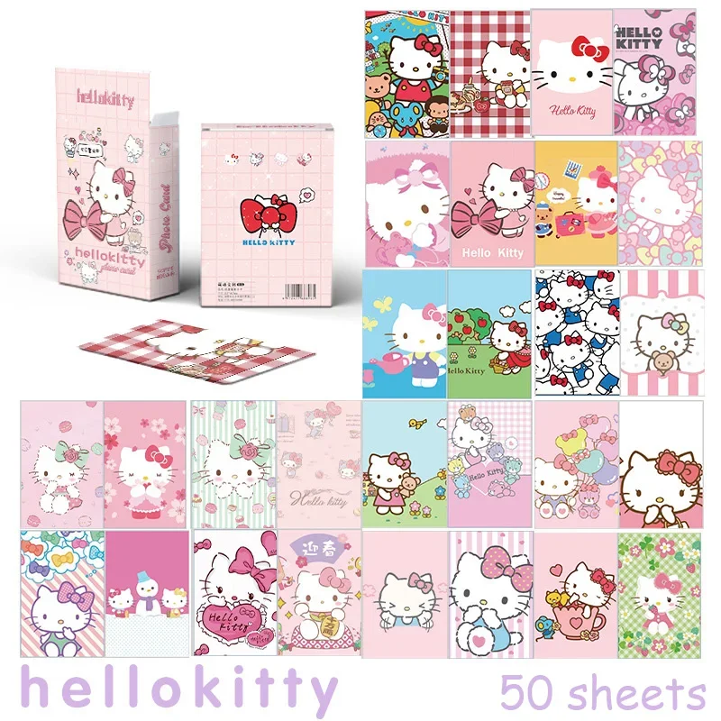 

Sanrio маленькая карта Kuromi Melody Корица собака Pacha собака пудинг собака Лазерная маленькая карта 50 шт 57*87 мм Лазерная маленькая карта Горячая Распродажа