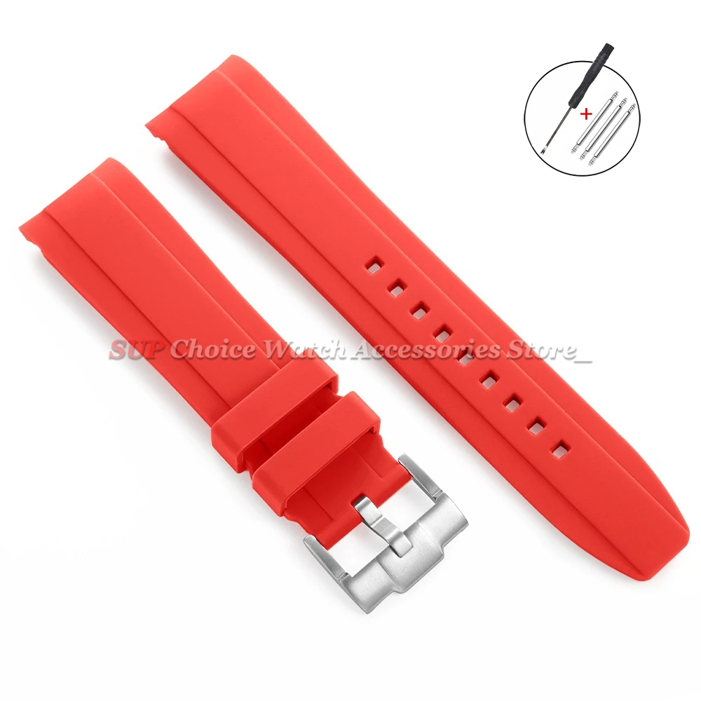 High-Quality Silicone Rubber Sport Watch Band with Curved Ends - Waterproof Bracelet