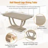 Dining Table Set for 6, Wood Kitchen Table Set with Half Round Base, 4 Upholstered Chairs and Bench, Dining Room Sets 5