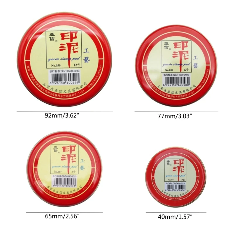 Red Stamp Pad Chinese Ink Pad Red Ink-Paste Quick-Drying Red Stamp Ink Pad Round Yinni Pad for Crisp & Clear Impression