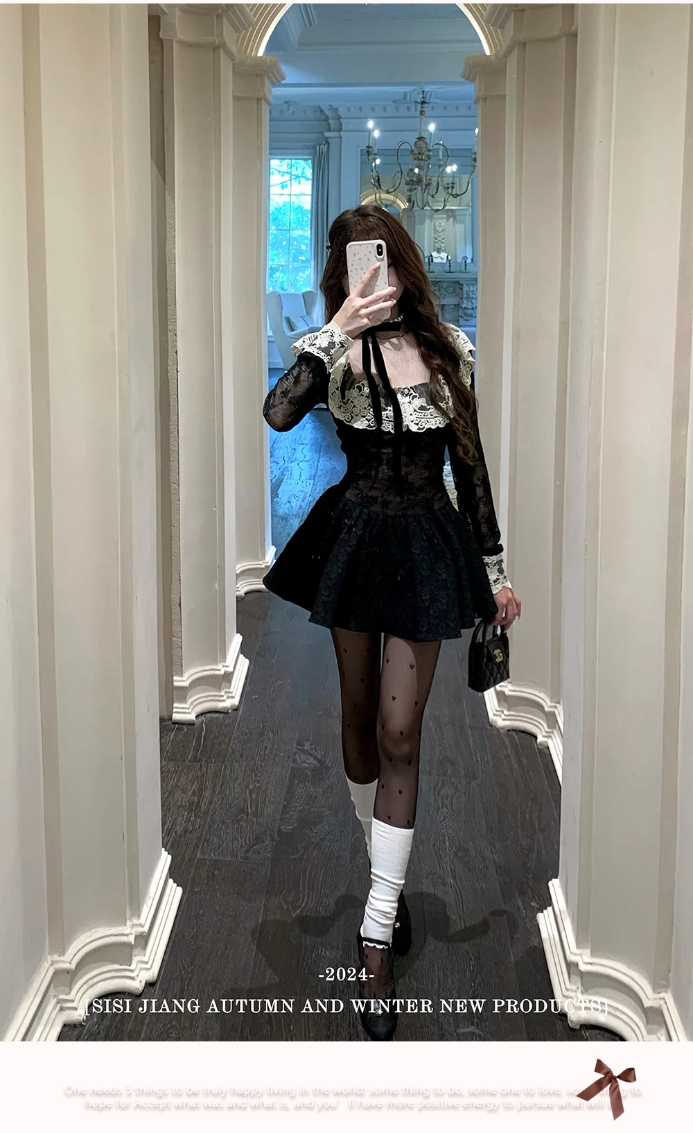 French Black Short Dresses for Women Lace Patchwork Long Sleeve A-line Birthday Party Dress Korean Fashion Mini Vestidos New