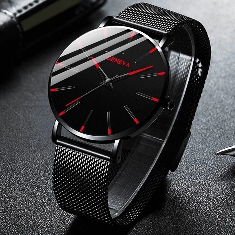 

Sdotter Popular Minimal Men's Watch Fashion Slim Watch Simple Business Stainless Steel Mesh Band Quartz Watch relojes para hombr