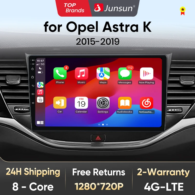 Junsun V1 AI Voice Wireless CarPlay Android Auto Radio for Opel Astra K 4G Car Multimedia GPS 2din