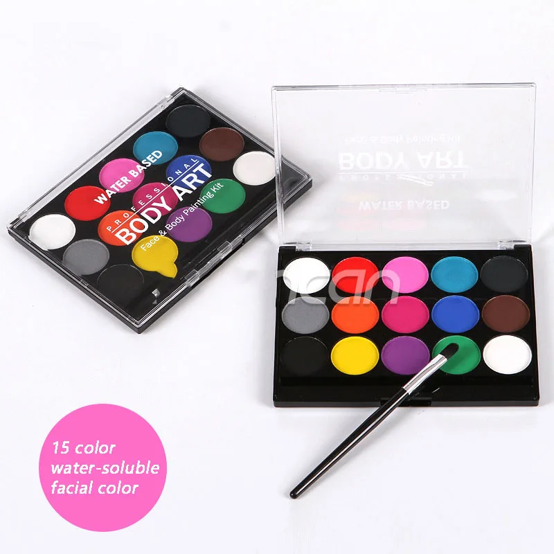 15 Colors Face Body Painting Non Toxic Safe Water Paint Oil with Brush Christmas Halloween Makeup Party Tools 2