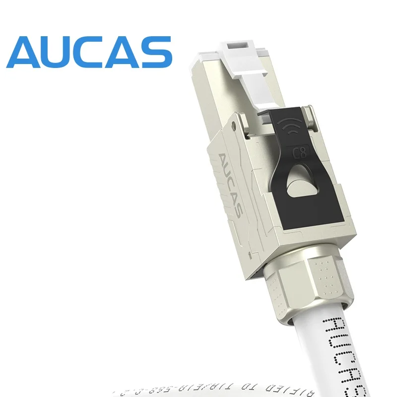 Aucas Sstp Alta Velocidade Cat8 Ethernet Conexão Rj45 Jumper Computador 8p8c Masculino Ouro Blindado Cabo de Fibra de Banda Larga Cabo de Linha de Fio - Imagem 6