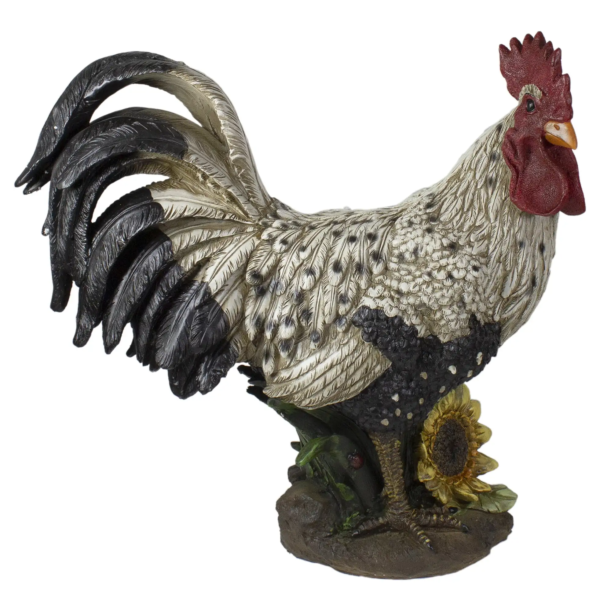 

17" Standing Rooster Outdoor Garden Statue Animal Sculpture for Patio, Balcony, Yard Ornament Housewarming Gift