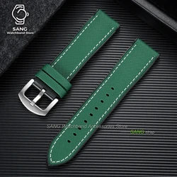 Universal Metal Buckle Watch Band - Premium Nylon & Silicone Sport Wristband - 24mm (Green White)