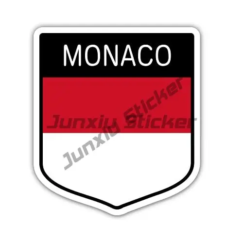 Monacan Coat of Arms and Flag Oval Sticker for Bumper, Laptop, and More