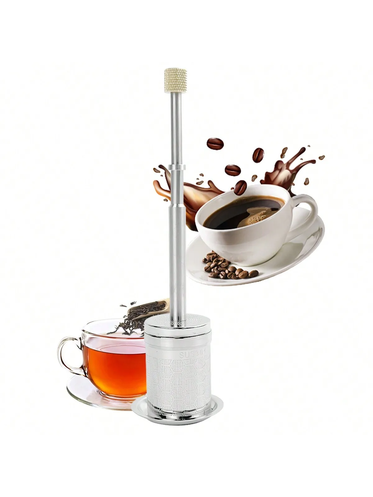 

Leeseph Tea Infuser Tea Strainer Tea Infusers For Loose Tea Stainless Steel Coffee Filter and Tea Press Maker for Trips