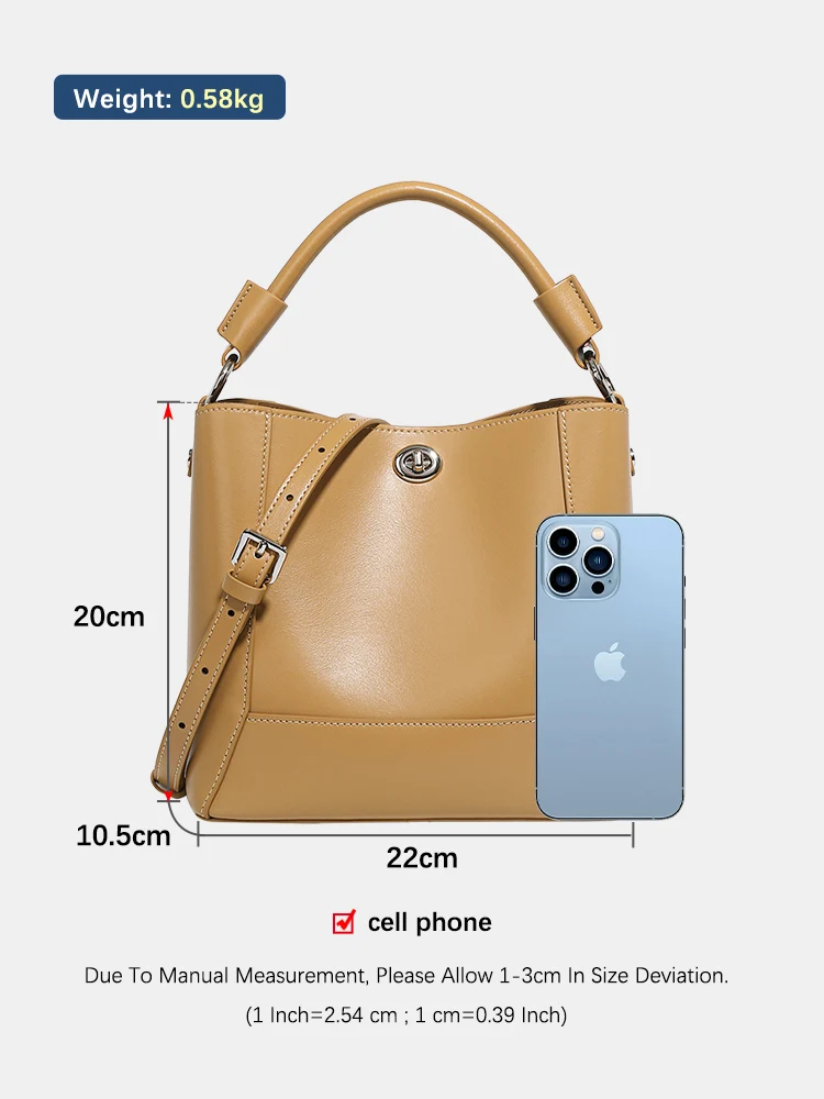 Zency Women's Genuine Leather Shopper Shoulder Bag Commuter Large Bucket Handbag Crossbody Composite Bags For Summer Spring 2024