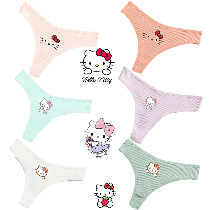 

Cartoon Hello Kitty Cotton Panties Kawaii Ins Underwear Seductive Sexy Sanrio Anime Sweet Breathable Briefs Fashion Thread Thong