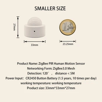 ZigBee Motion Sensor PIR IR Automation Human Body Infrared Detector Wireless Security Mini Tuya Smart Life Home Alexa Compatible