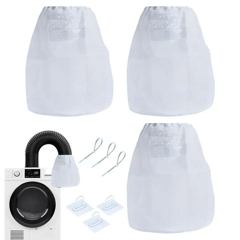 2 Sacchetti Per Condotto Asciugatrice Esterno – Trappola Per Pelucchi E Polvere, Adatti Per Tubi Da 10,2 Cm, Fissaggio Con Strisce In Velcro, Facili Da Montare
