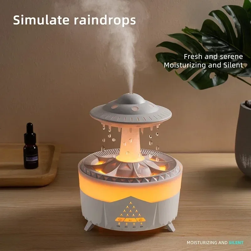 Rain Cloud Night Light humidifier with raining water drop sound and 7 color led light essential oil diffuser aromatherapy 5