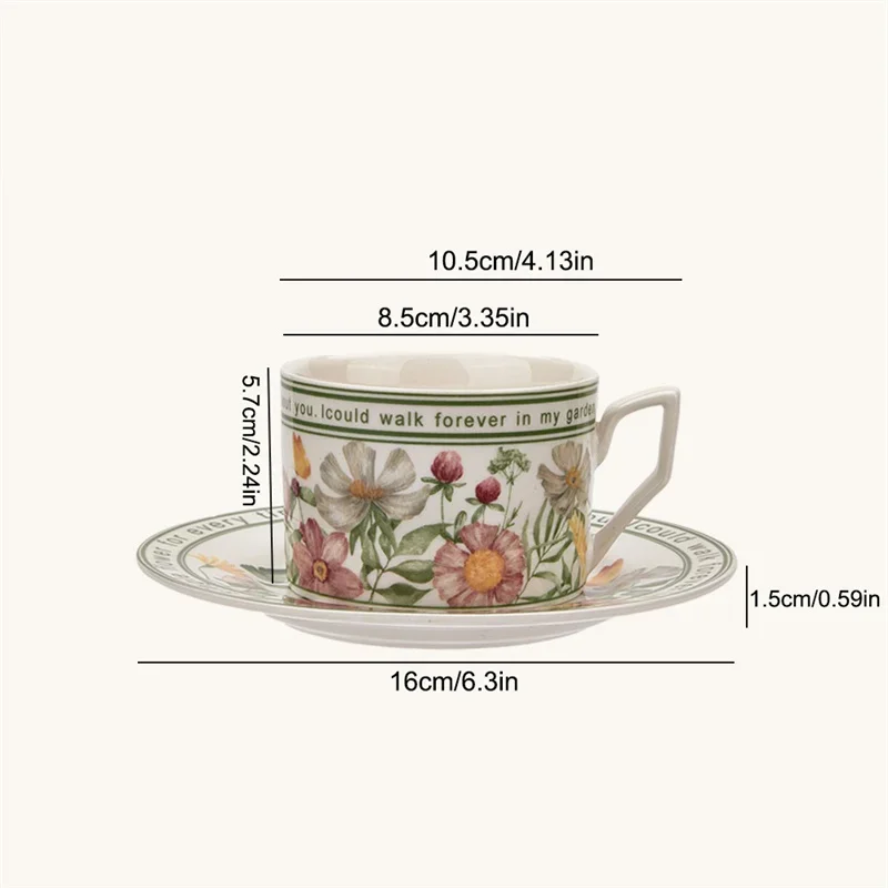 Ceramic Floral Tea Cups and Saucer for Home Use