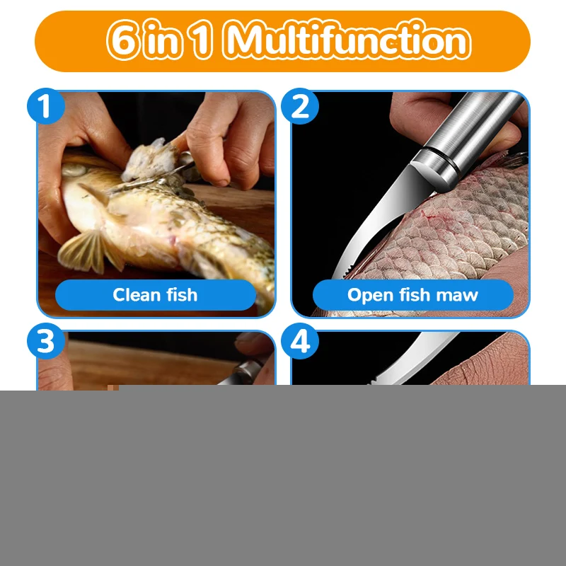 Shrimp Peeler 6 in 1 304 Stainless Steel Multifunction Tool