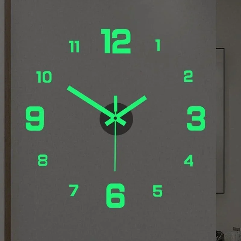 3D Wall Clock Luminous Frameless Wall Clocks DIY Digital Clock Stickers Silent for Office Decor study wall clock 3d wall clock