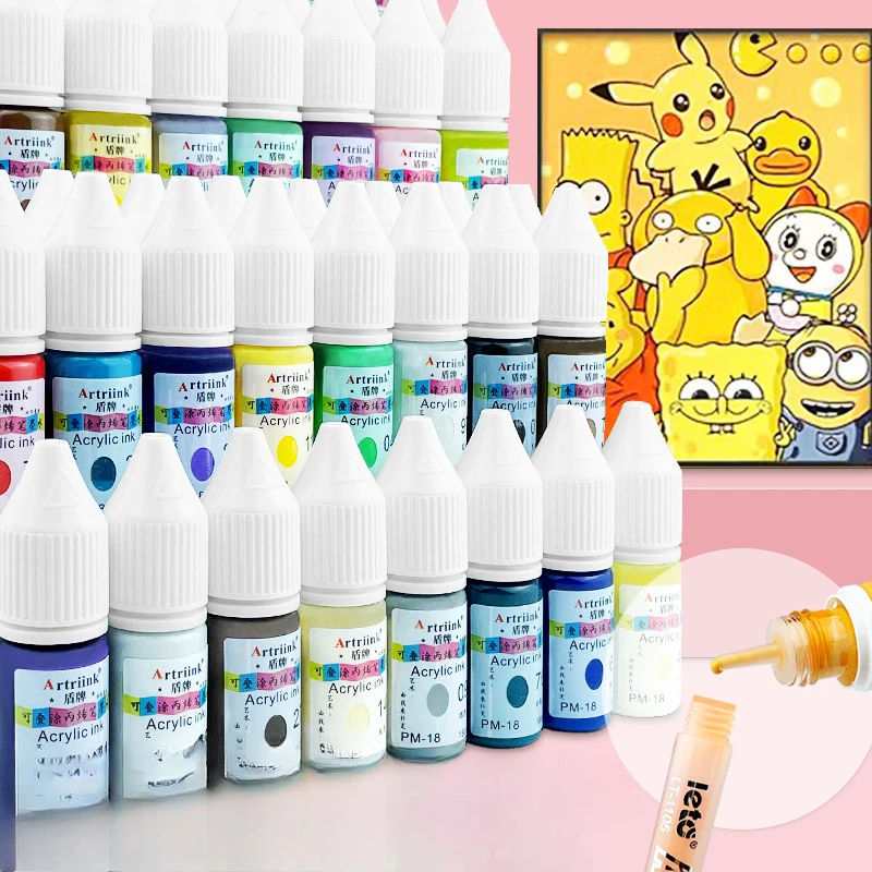 Acrylic Marker Ink Refill Liquid Water-based 100 Color 18ml Art Painting Quick Drying Waterproof and Non Fading Spec