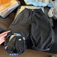 Pantalons pour enfants de 1 à 8 ans, amples et décontractés, à carreaux noirs, droits, vêtements coréens pour tout-petits, nouvelle collection printemps-automne 5