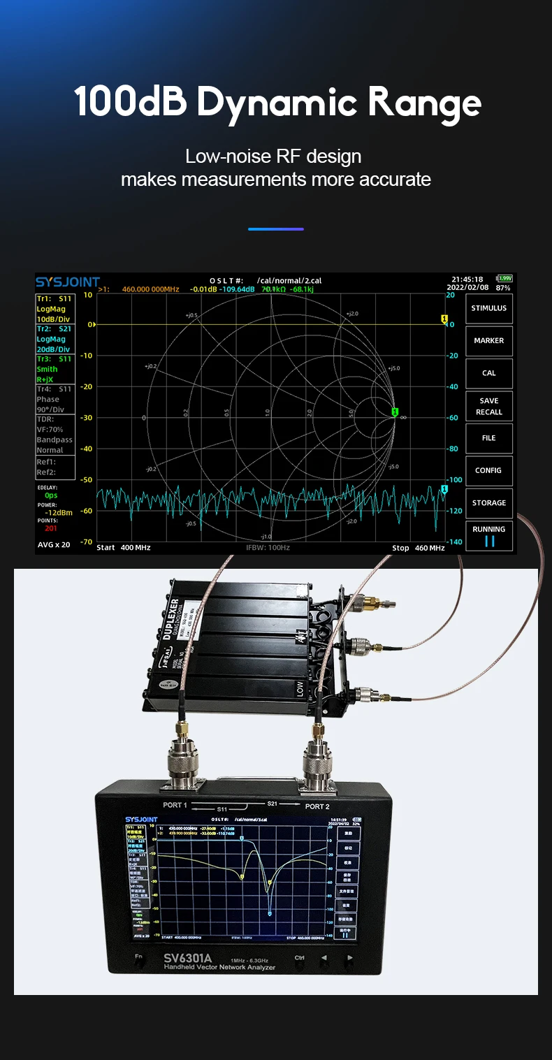 New SV6301A 7 inch 6.3GHz HF VHF UHF Vector Network Analyzer Antenna Analyzer SWR VNA Update of NanoVNA 6