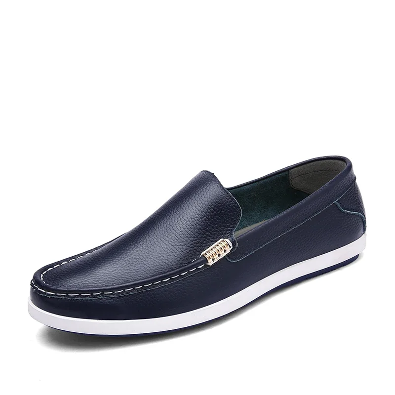 2024 New Men Loafers Fashion Genuine Leather Casual Flat Slip - on Driving Footwear Boat Shoe Comfortable Lazy Male Shoes