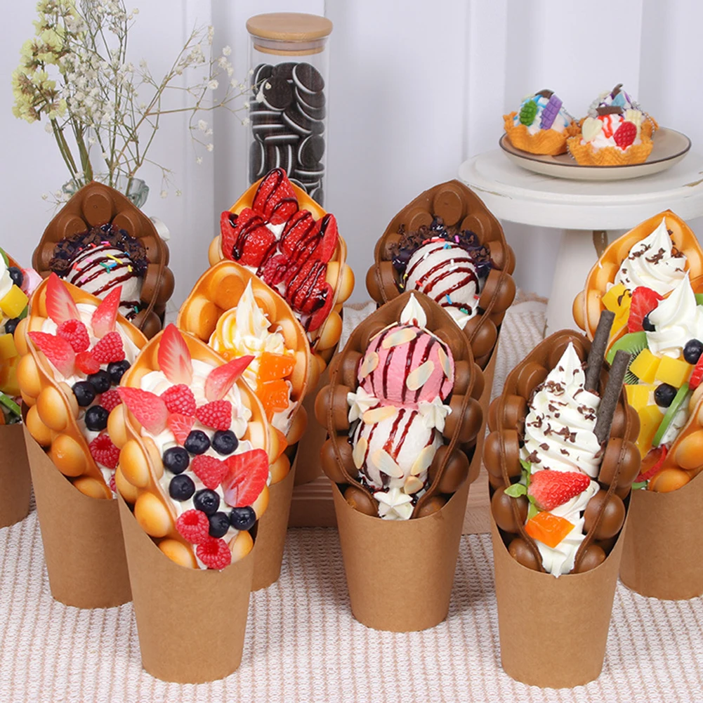 1 Pz Simulazione Uovo Waffle Modello Display Prop Cibo Finto Gelato Eggettes Puff Egg Bubble Waffle Modello Window Display Decor