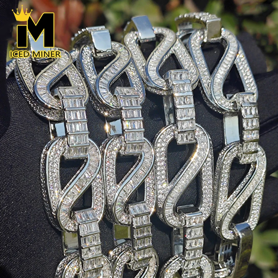 

18mm Baguettes Iced Out Tennis Chain Necklace for Men Women Bling Zircon Goth Hip Hop Jewelry Free Shipping