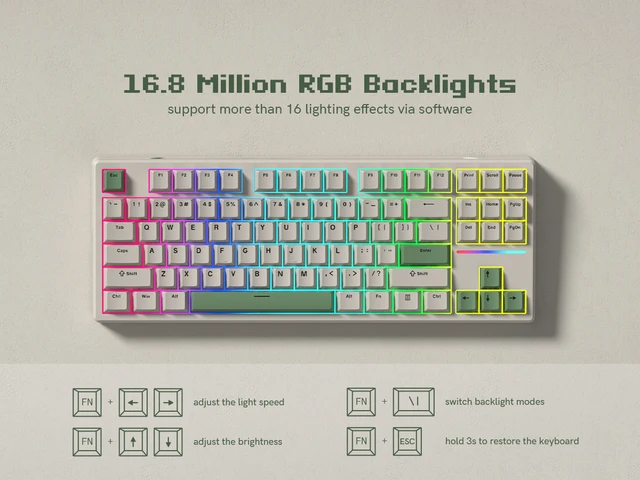 メカニカルキーボード、3 モード BT5.0/2.4G/USB-C、75