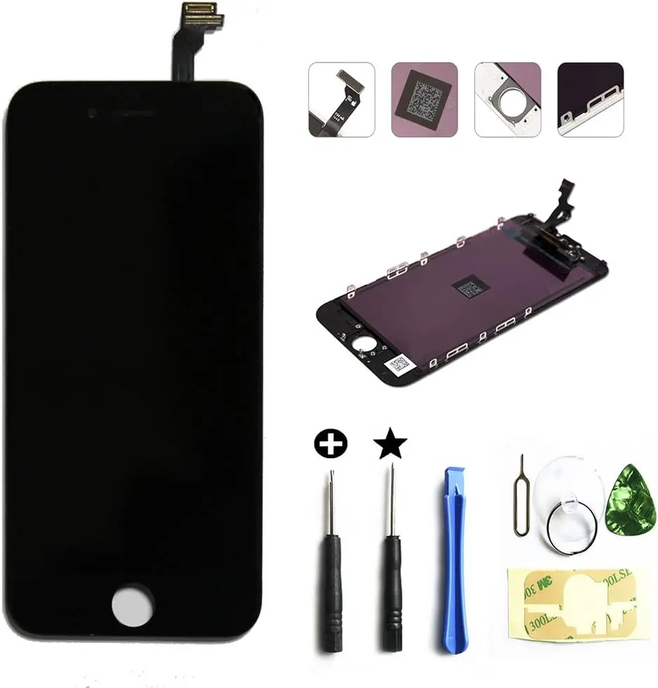 Per Iphone 6 (4.7 Pollici) (A1549, A1586, A1589) Sostituzione Dello Schermo Lcd Digitizer Assembly Touchscreen Vetro Anteriore Nero